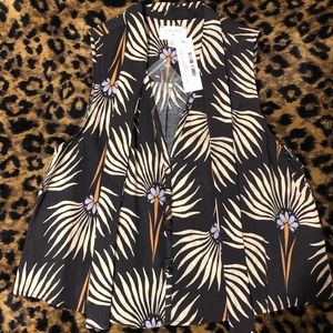 Everly Printed Button Crop Neck Tie Blouse